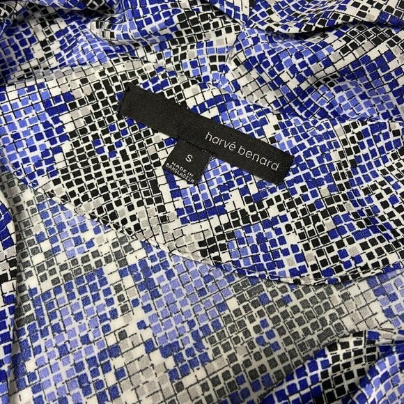 Harve Benard Blue Black Sleeveless Summer Blouse, Small - Picture 3 of 9